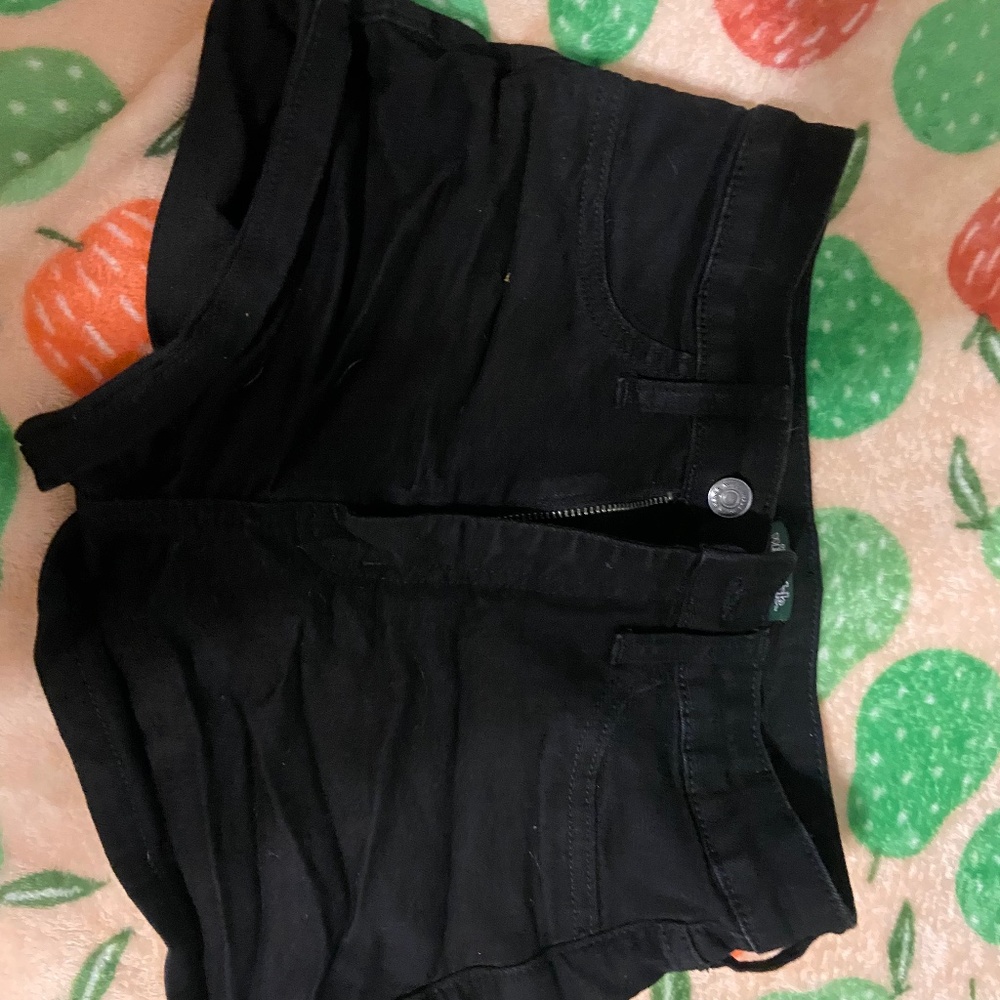 Black denim shorts